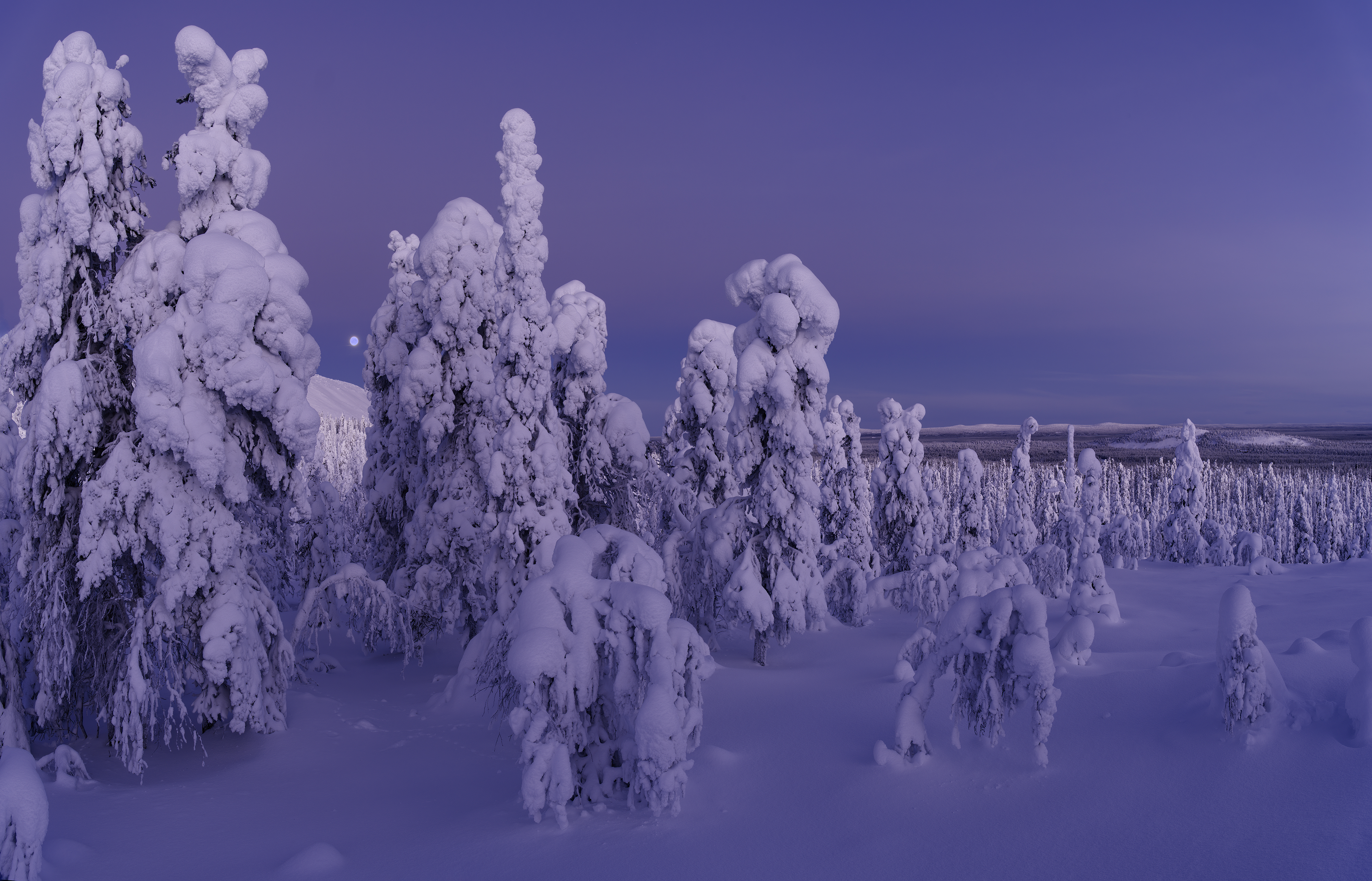 Winter in Finnland, wenn die Sonne nicht aufgeht.